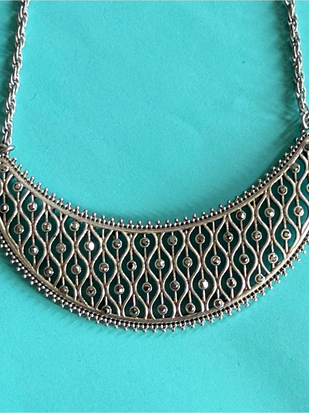Lucky Brand Silver-Tone Filigree Statement Necklace